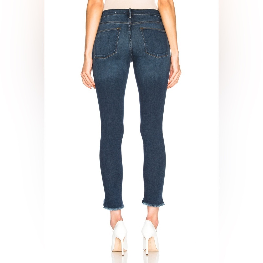 Frame Le High Skinny Jeans Sulham Blue Raw Hem Ankle High Rise Size 27 - Picture 6 of 16